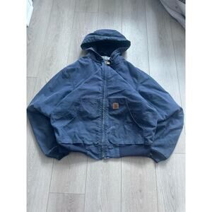 Vintage Carhartt j130 hooded zip up jacket navy blue size L men’s